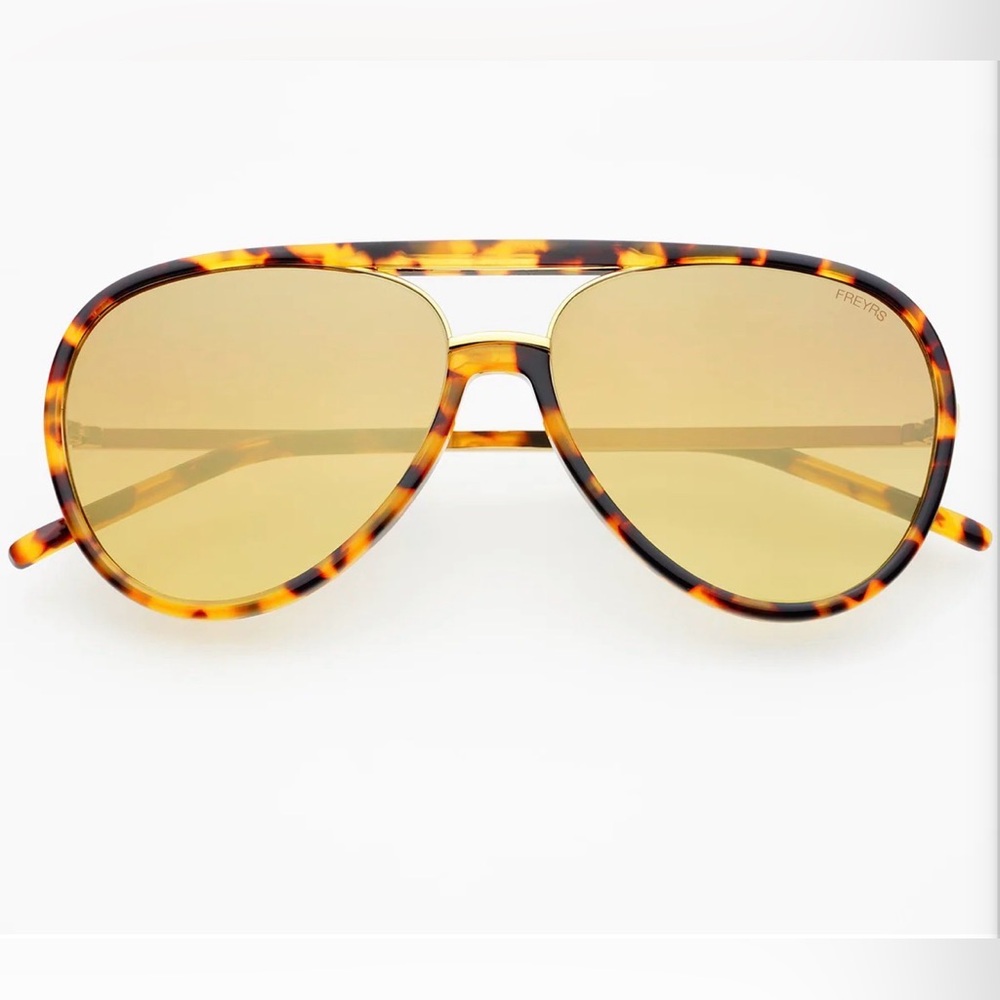 NWOT Freyrs Eyewear Shay Tortoise/Gold Mirrored Aviator Sunglasses